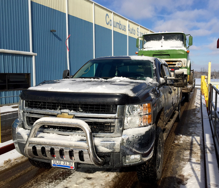 Scrap being hauled into our facility for shredding